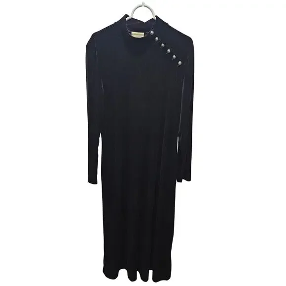 Coldwater Creek Velvet Deep Purple Long Sleeve Maxi Dress Plus Size L - Picture 1 of 5